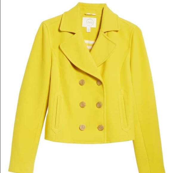Yellow Cropped Peacoat - Picture 4 of 5